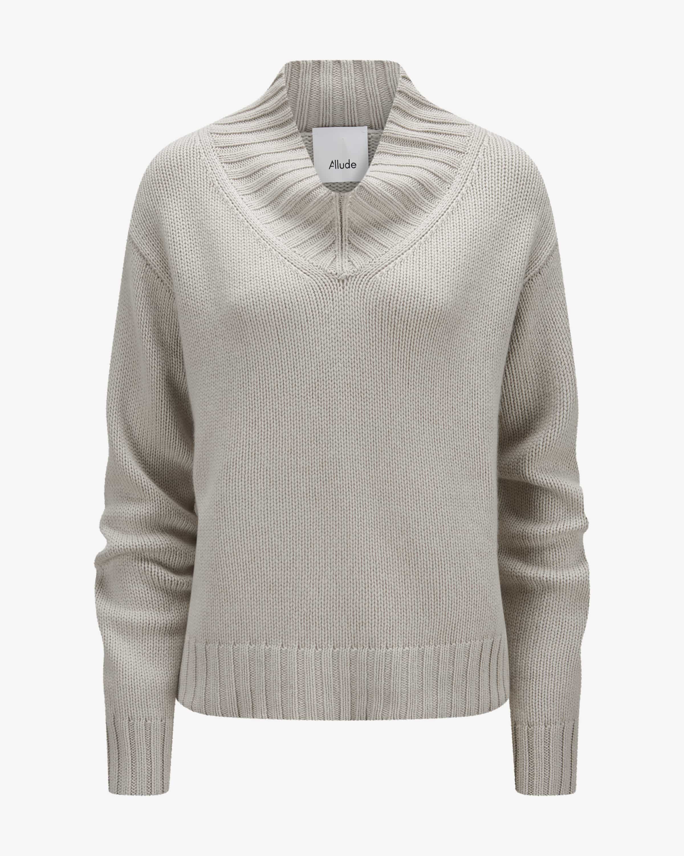 Allude Grauer Pullover Mit Stehkragen Allude Damen Cashmere