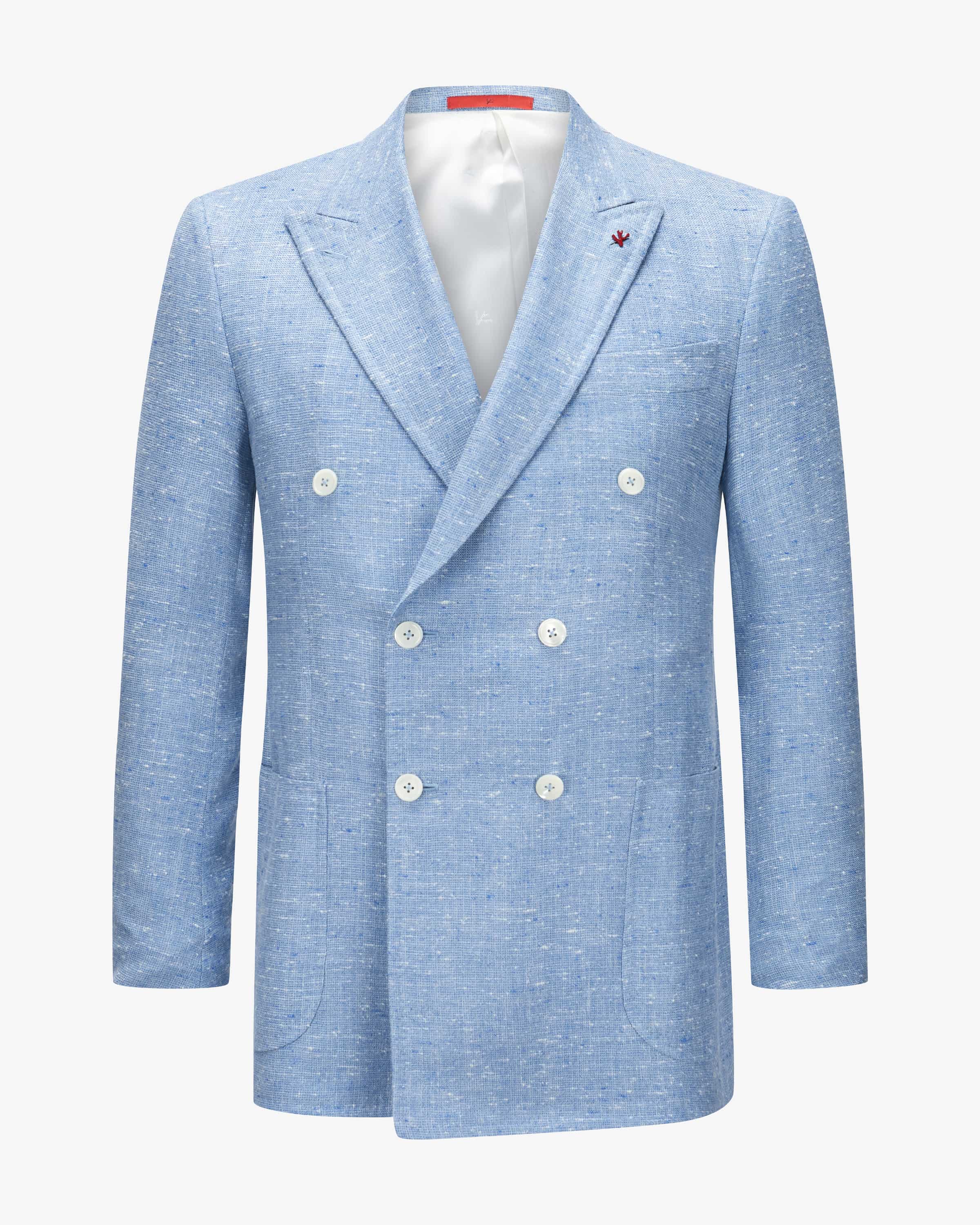 Isaia Napoli Double-breasted jacket in silk, linen and wool